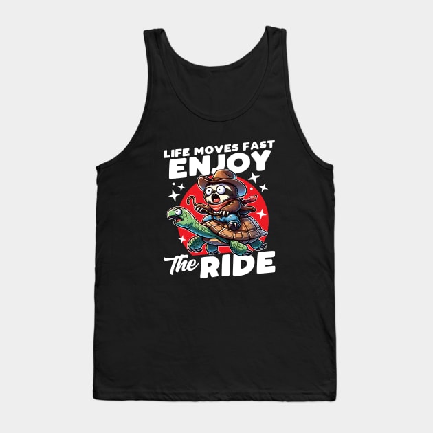 Cowboy Sloth Riding a Turtle Enjoy the Ride Tank Top by DetourShirts